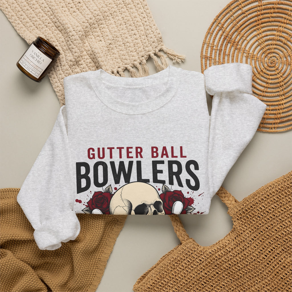 Skull Bowling Pins Sweatshirt Bowling Humor Gift Women Tattoo Sweatshirt Bowling Pin Sweatshirt Bowling Fan Traditional Sweatshirt Funny Graphic Vintage Roses