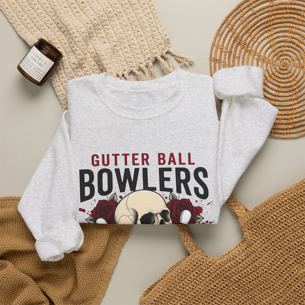 Skull Bowling Pins Sweatshirt Bowling Humor Gift Women Tattoo Sweatshirt Bowling Pin Sweatshirt Bowling Fan Traditional Sweatshirt Funny Graphic Vintage Roses