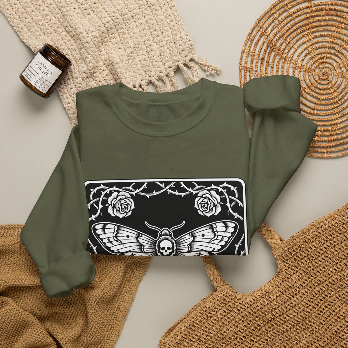 Skull Butterfly Sweatshirt Gothic Magic Gift Women Traditional Tattoo Sweatshirt Sugar Skull Sweatshirt Darkwave Fan Tattooed Sweatshirt Mystic Graphic Horror