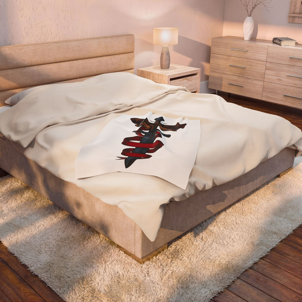 Death Moth Dagger Blanket Boho Chic Gothic Gift Women Tattoo Blanket Dagger Blanket Bohemian Fan Ink Blanket Dark Graphic Vintage Ribbon Blanket