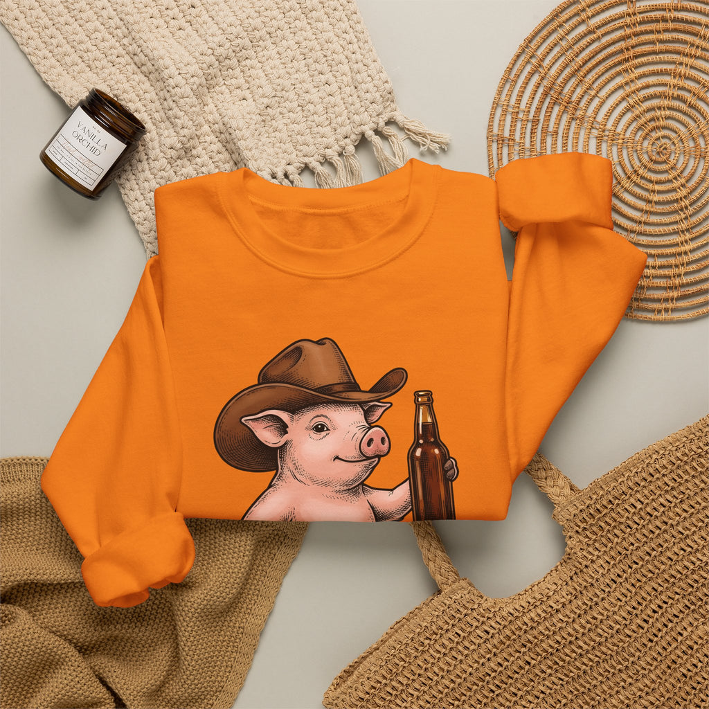 Western Pig Cowgirl Country Gift Cartoon Swine Rodeo Fan Rustic Old School Sweatshirt