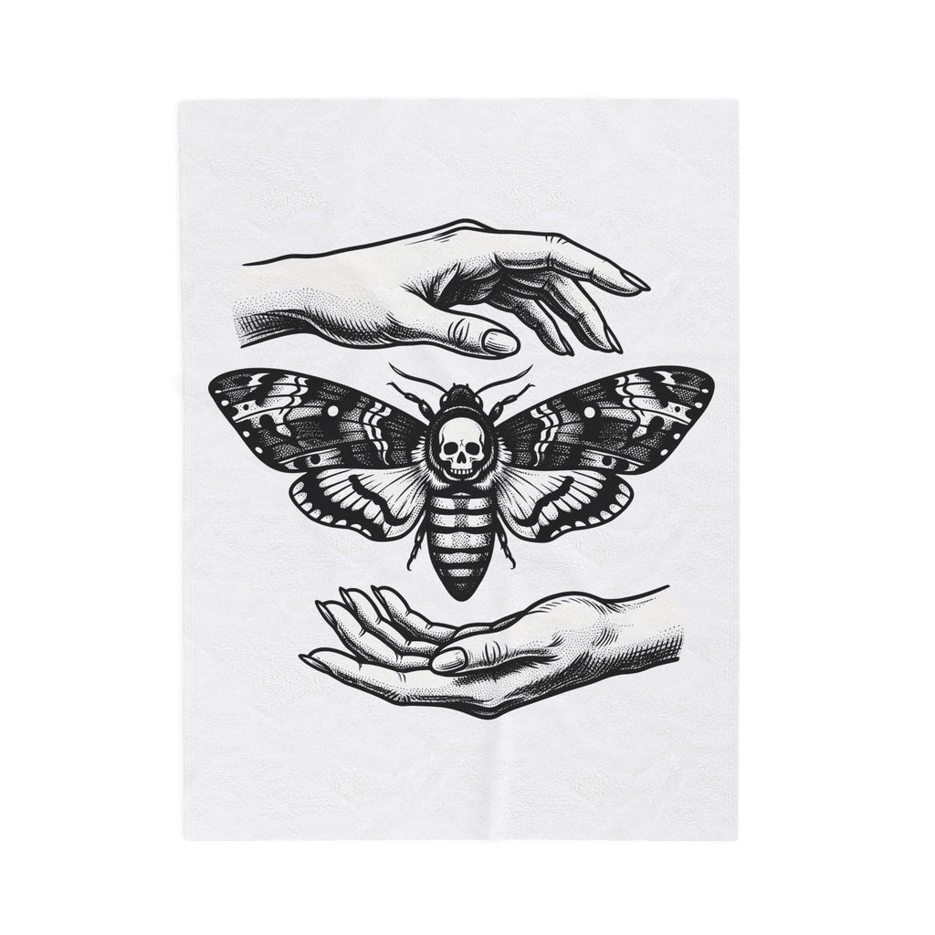 Skeleton Moth Blanket Boho Chic Dark Fashion Gift Women Traditional Tattoo Blanket Moth Blanket Bohemian Fan Sailor Blanket Gothic Graphic Antique