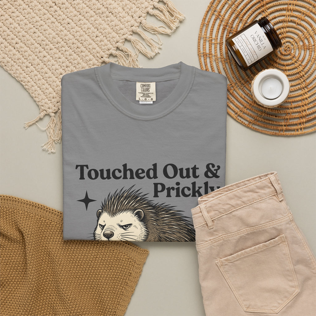 Grumpy Porcupine T-Shirt Moms Humor Gift Women Hand Drawn T-Shirt Quillpig T-Shirt Motherhood Fan Illustrated Graphic T-Shirt Vintage Stars T-Shirt