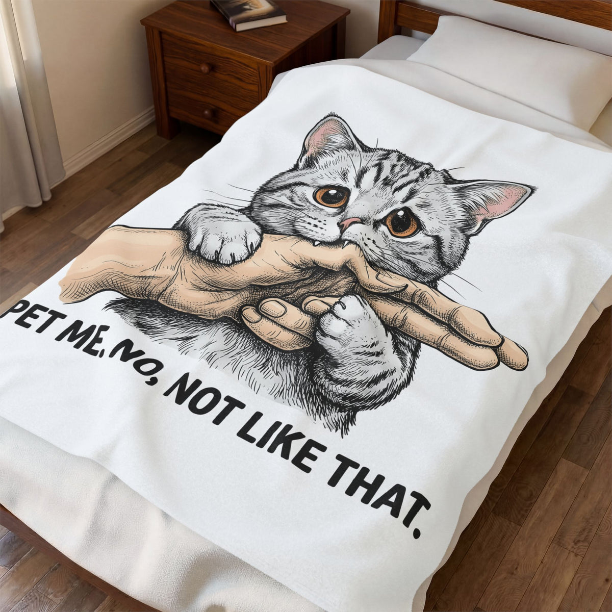 Tabby Cat Cat Humor Gift Hand Drawn Kitty T Blanket