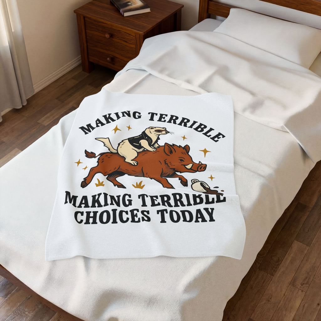 Ferret On Boar Blanket Cute Pet Gift Women Comic Blanket Polecat Blanket Adorable Fan Cartoon Blanket Animal Graphic Vintage Coffee Spill Blanket