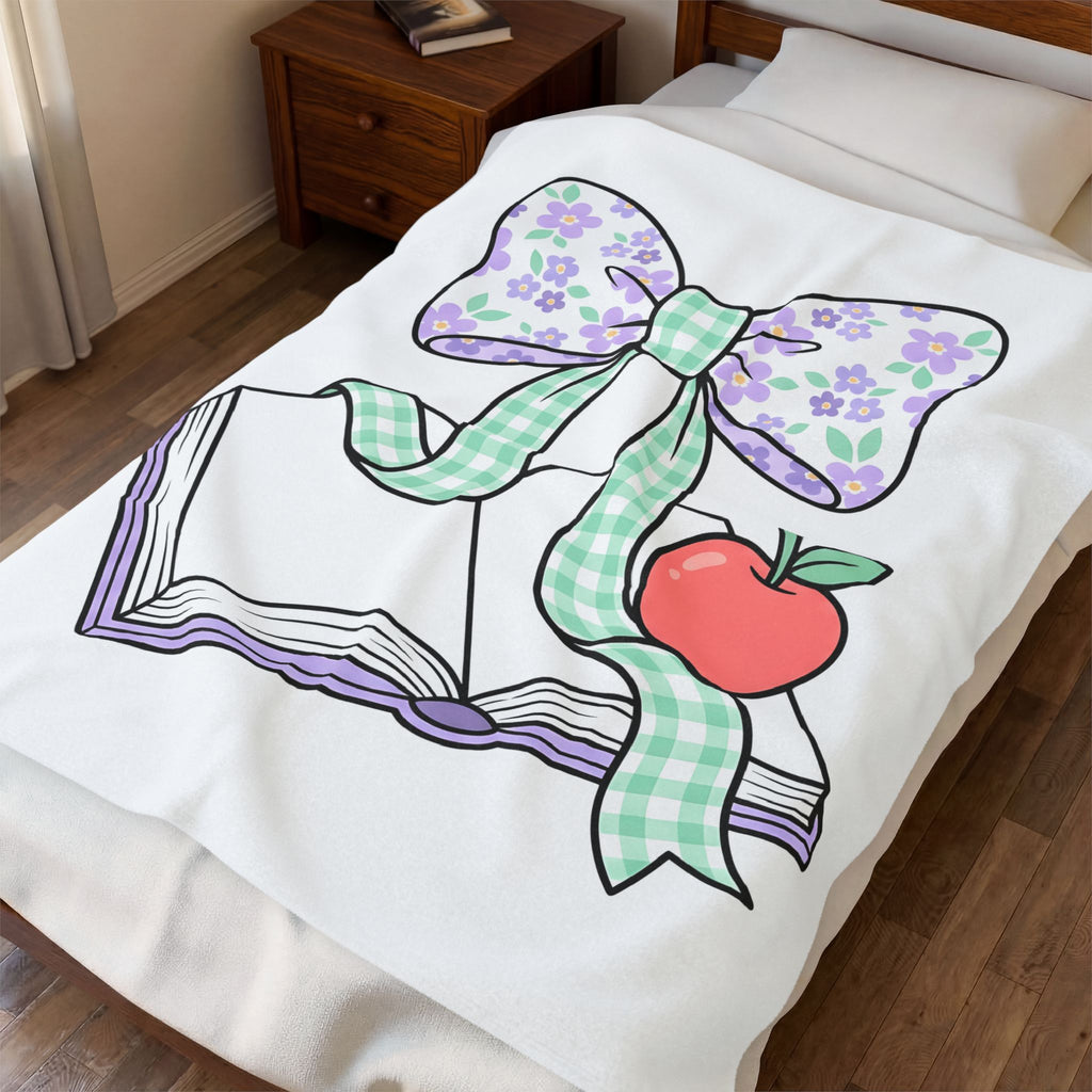 Reading Bow Blanket Teachers Education Gift Women Cute Blanket Reading Bow Blanket Teacher Enthusiast Adorable Blanket Learning Graphic Muted Fruit