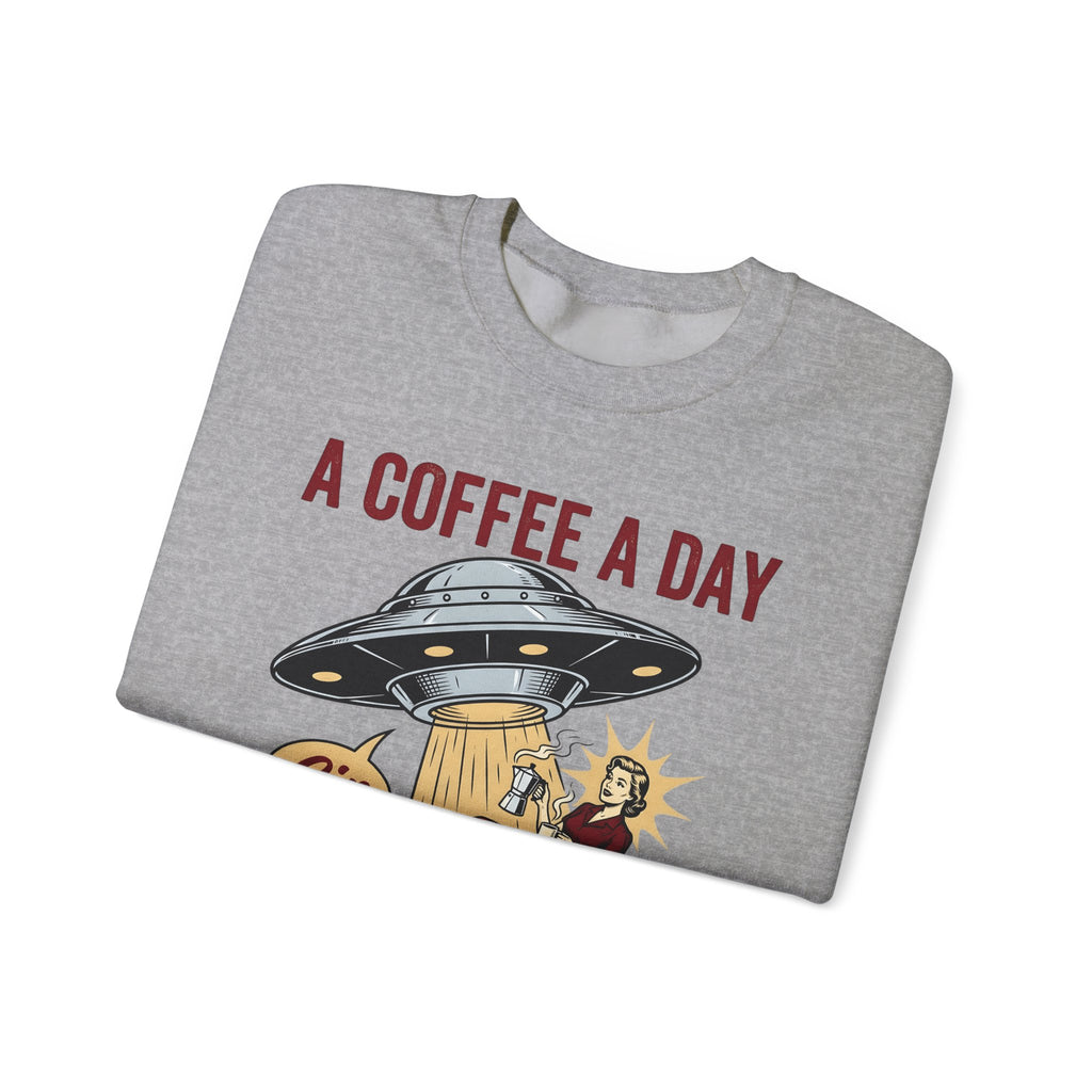 Ufo Coffee Woman Sweatshirt Coffee Alien Gift Women Retro Sweatshirt Alien Sweatshirt Coffee Fan Retro Sweatshirt Extraterrestrial Graphic Vintage Spaceship