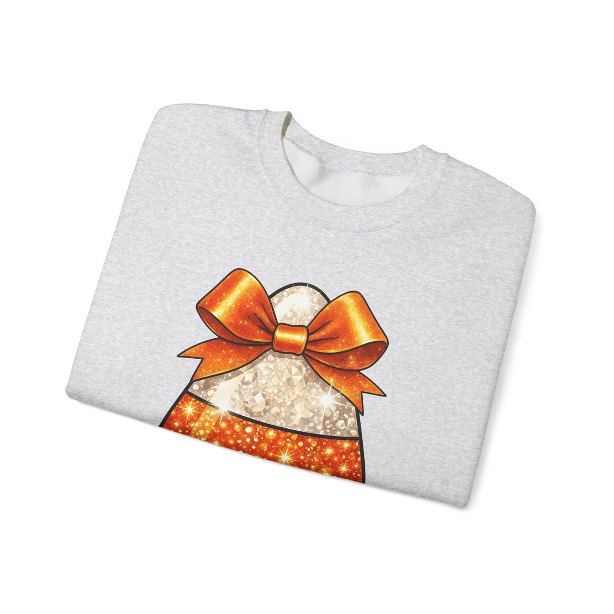 Candy Corn Sweatshirt Halloween Candy Gift Women Glitter Sweatshirt Triangular Corn Sweatshirt Spooky Fan Sparkling Sweatshirt Sweets Graphic Kawaii Bow Sweatshirt