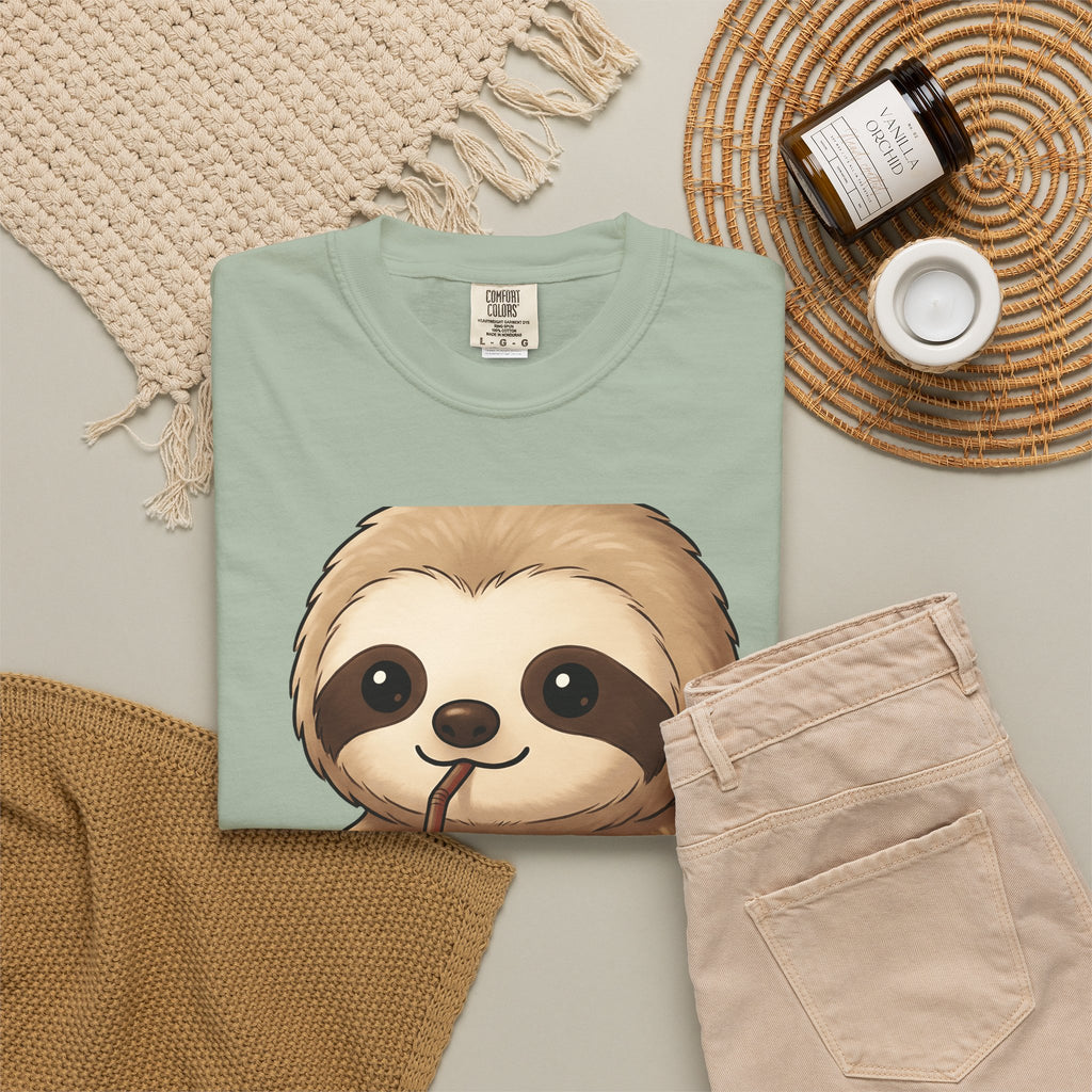 Sloth Java T-Shirt Coffee Creature Gift Women Playful T-Shirt Java T-Shirt Coffee Fan Cute T-Shirt Animal Graphic Sketch Cup T-Shirt