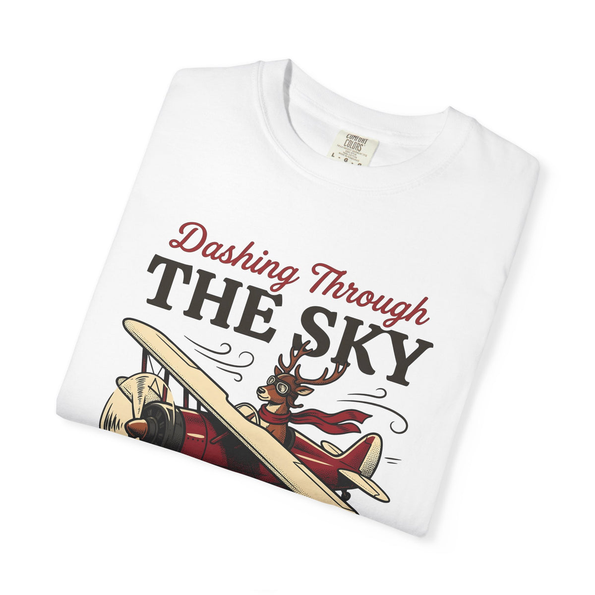 Deer Airplane T-Shirt Christmas Celebration Gift Women Rustic T-Shirt Fawn T-Shirt Noel Fan Vintage T-Shirt Party Graphic Classic Neckwear T-Shirt