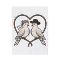 Dove Duo Blanket Cowgirl Ranch Gift Women Classic Blanket Pigeons Blanket Rodeo Fan Rustic Graphic Blanket Pen Drawing Braided Heart Blanket