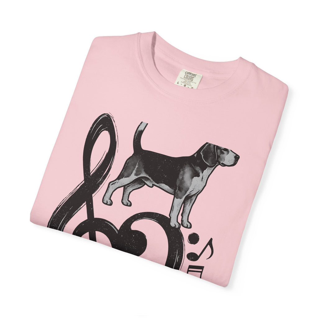 Beagle Pet T-Shirt Dog Sound Gift Women Classic T-Shirt Hound T-Shirt Dog Fan Puppy T-Shirt Music Graphic Doodle Note Symbols T-Shirt