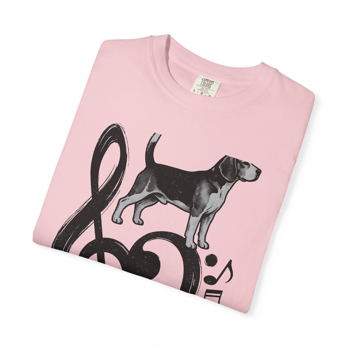 Beagle Pet T-Shirt Dog Sound Gift Women Classic T-Shirt Hound T-Shirt Dog Fan Puppy T-Shirt Music Graphic Doodle Note Symbols T-Shirt