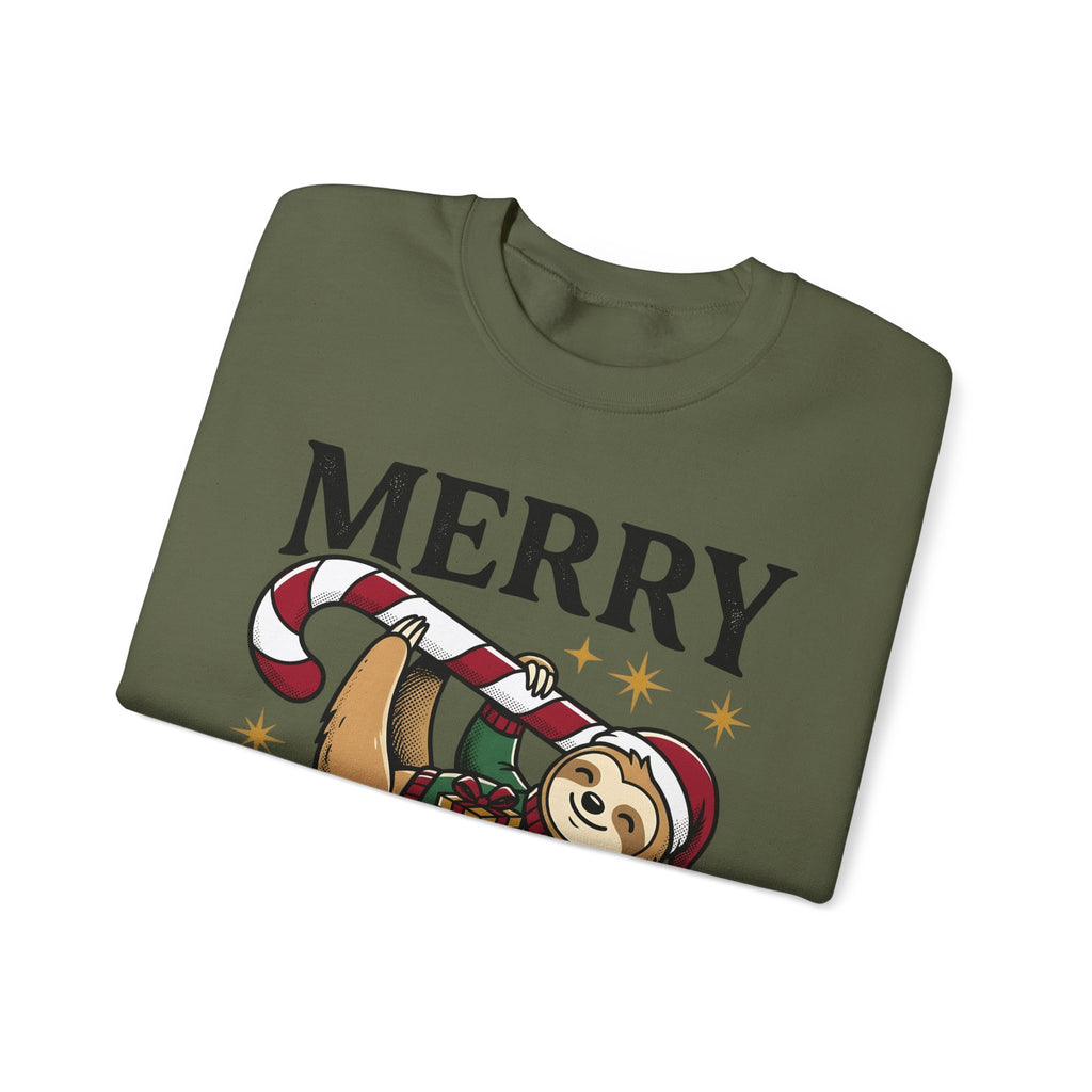Sloth Festive Cane Sweatshirt Christmas Critter Gift Women Doodle Sweatshirt Sloth Sweatshirt Xmas Fan Hand Drawn Sweatshirt Creature Graphic Nostalgic Box