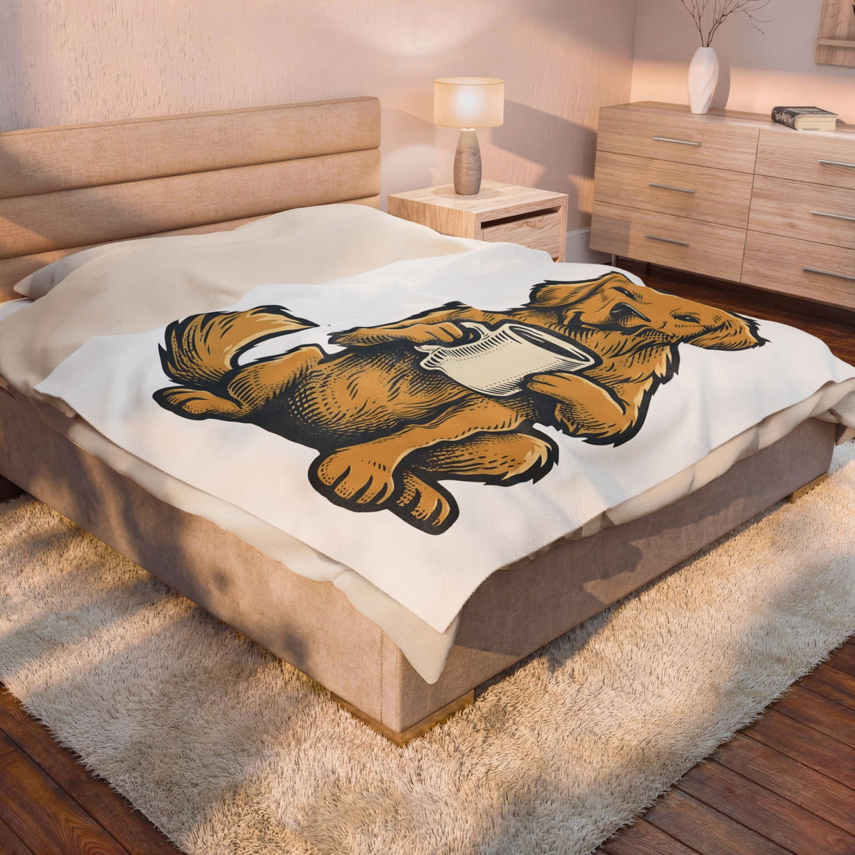 Golden Retriever Dog Coffee Gift Vintage Retriever Dog Fan Puppy Coffee Hand Drawn Coffee Blanket