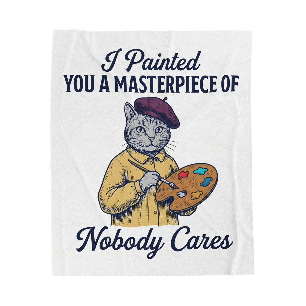 Artist Cat Blanket Cat Humor Gift Women Vintage Blanket Kitty Cat Blanket Feline Fan Retro Blanket Funny Graphic Hand Drawn Paint Palette Blanket