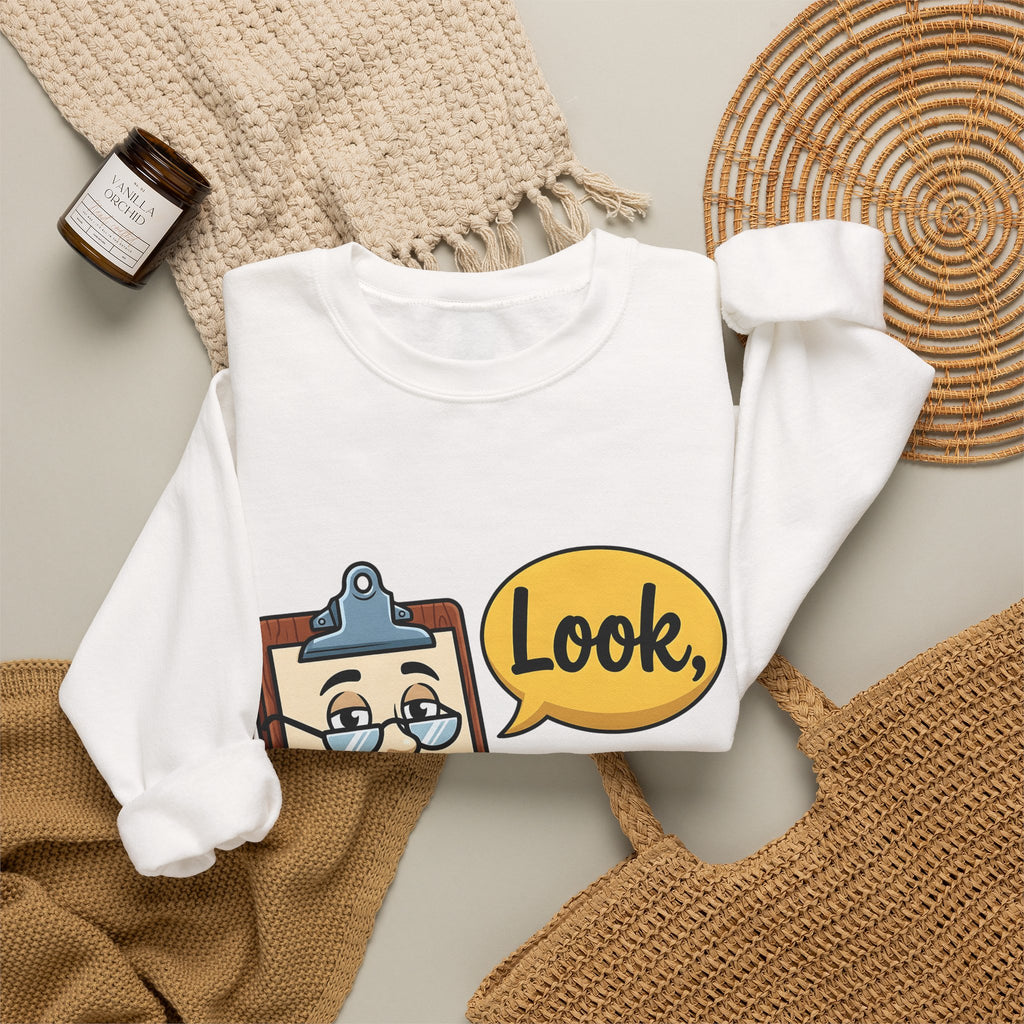 Clipboard Sketch Sweatshirt Teacher Stationery Gift Women Line Art Sweatshirt Notepad Sweatshirt Educator Enthusiast Illustration Design Drawing Sweatshirt