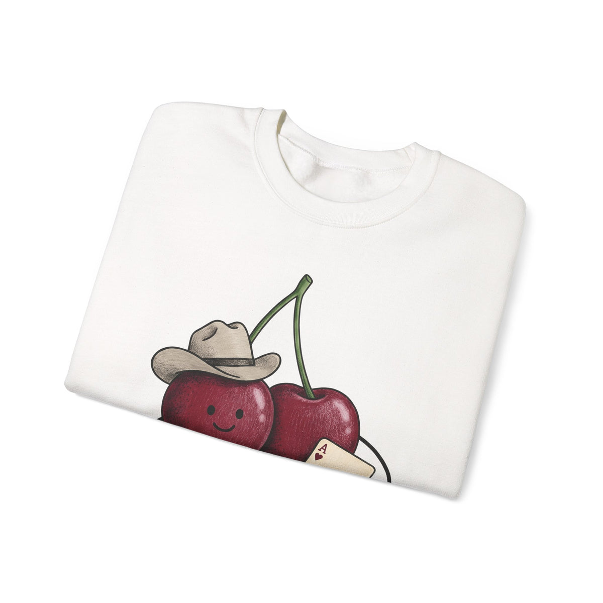 Cherry Western Sweatshirt Cowgirl Harvest Gift Women Playful Sweatshirt Western Wear Sweatshirt Rodeo Fan Whimsical Sweatshirt Autumn Graphic Doodle Poker Card