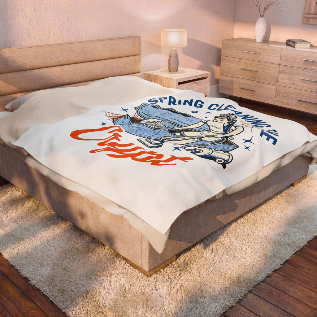 Vintage Maid Casket Blanket Funny Holiday Gift Women Comic Blanket Coffin Blanket Humor Fan Cartoon Blanket Christmas Graphic Rustic Bones Blanket