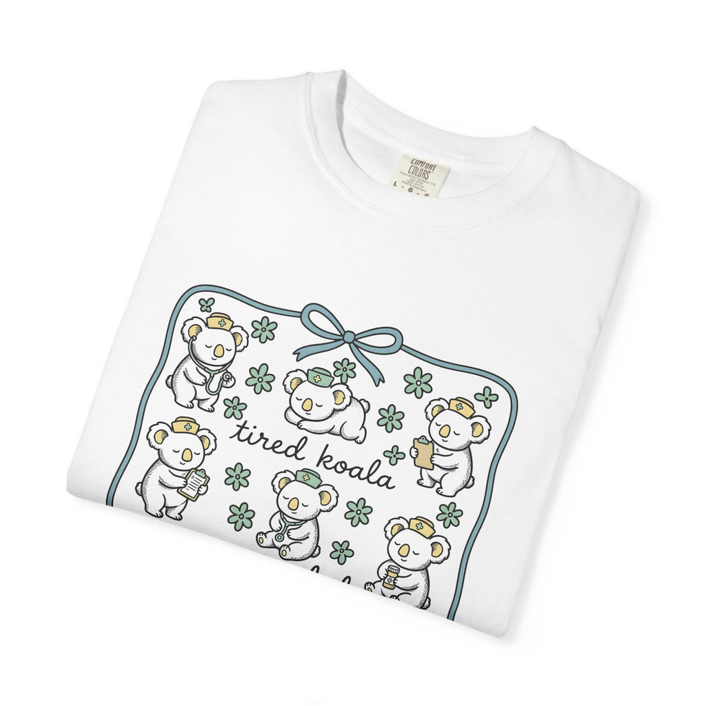 Medical Koala T-Shirt Nurses Fauna Gift Women Sweet T-Shirt Koala T-Shirt Nurse Enthusiast Cute T-Shirt Wildlife Graphic Doodle Florals T-Shirt