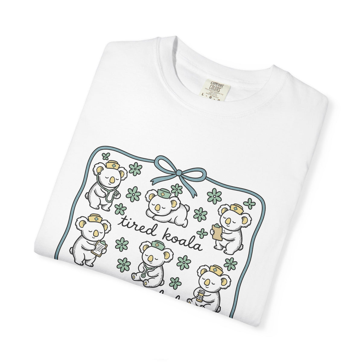 Medical Koala T-Shirt Nurses Fauna Gift Women Sweet T-Shirt Koala T-Shirt Nurse Enthusiast Cute T-Shirt Wildlife Graphic Doodle Florals T-Shirt