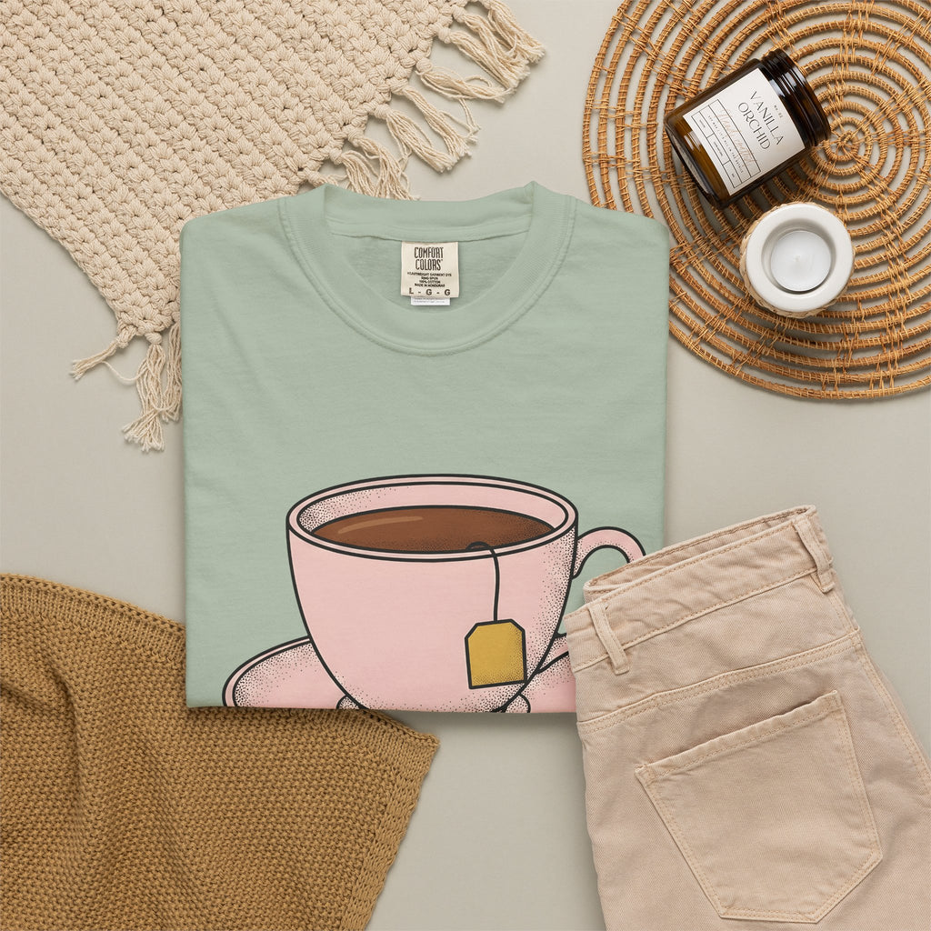Tea Cup T-Shirt Drinks Foodie Gift Women Hand Drawn T-Shirt Teacup T-Shirt Beverage Fan Illustrated T-Shirt Food Graphic Minimalist Tea T-Shirt T-Shirt