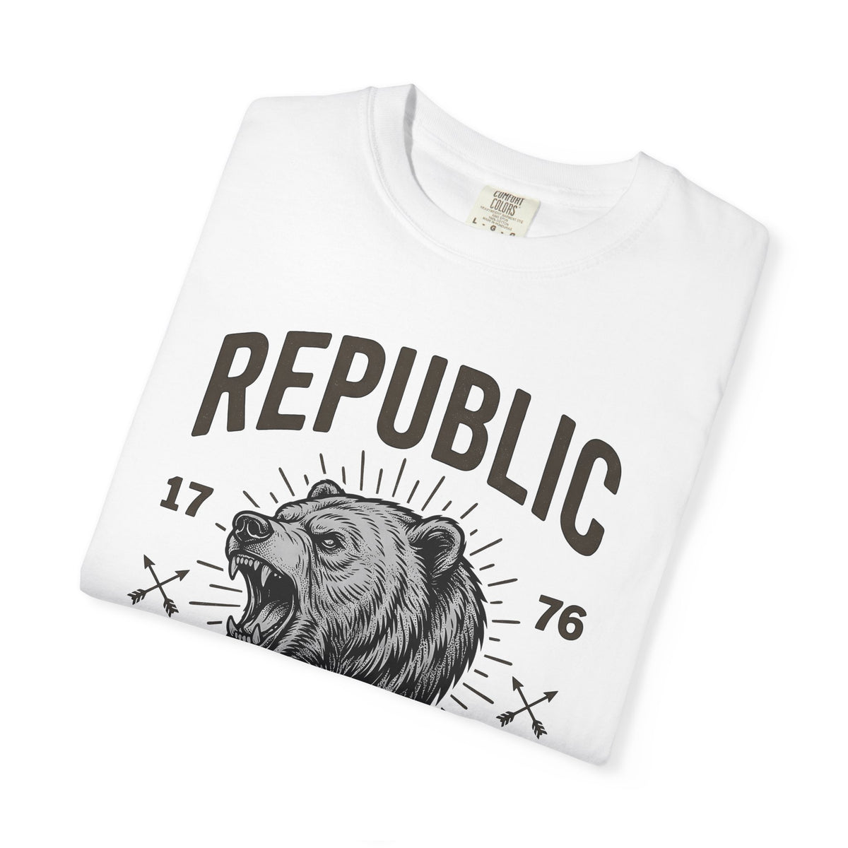 Bear Face T-Shirt America Flag Gift Women Retro T-Shirt Ursine T-Shirt Patriot Fan Vintage T-Shirt Banner Graphic Sketch Arrow T-Shirt