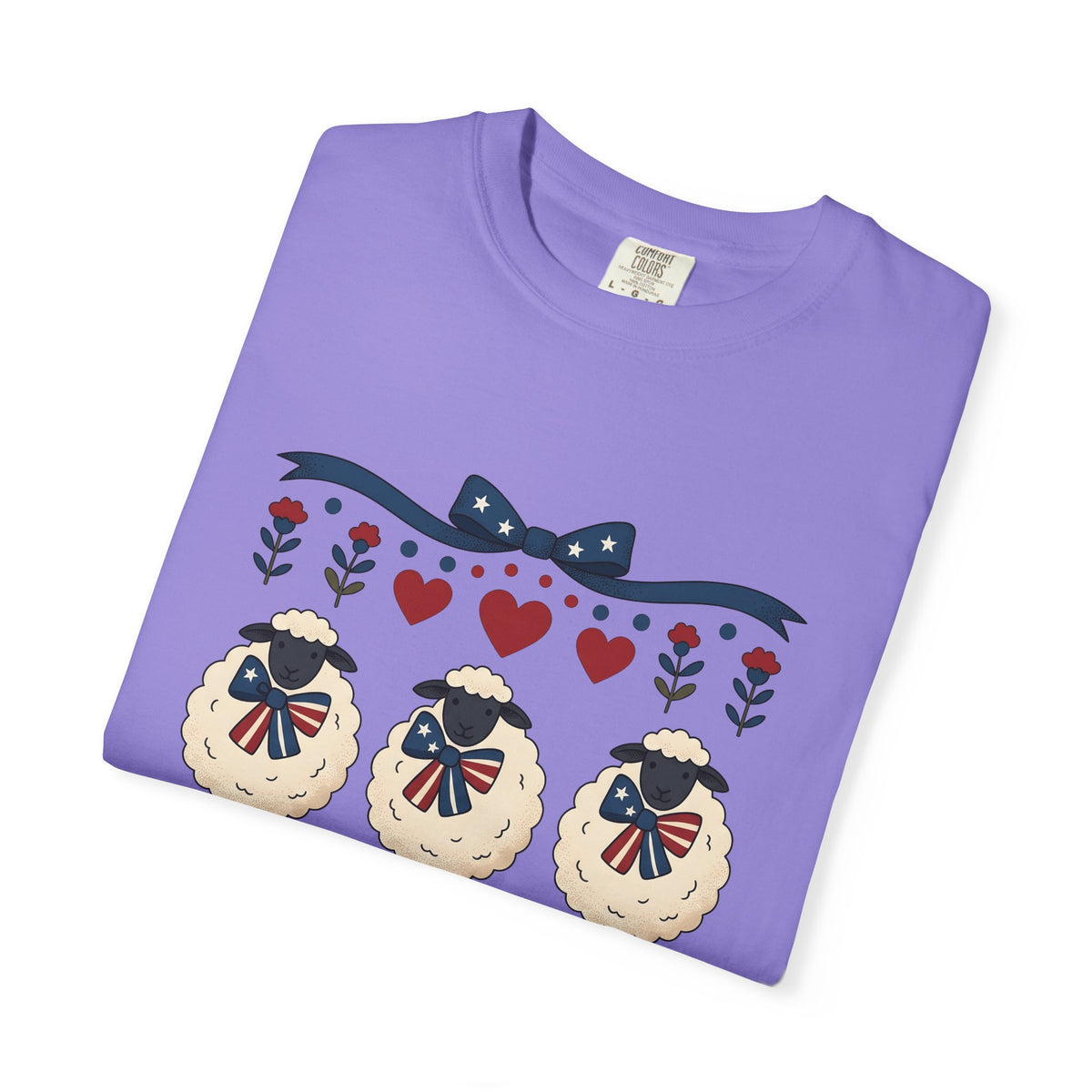 Usa Lamb T-Shirt 4th Of July Fauna Gift Women Handmade T-Shirt Lamb T-Shirt Patriot Fan Handmade T-Shirt Wildlife Graphic Old School Valentine