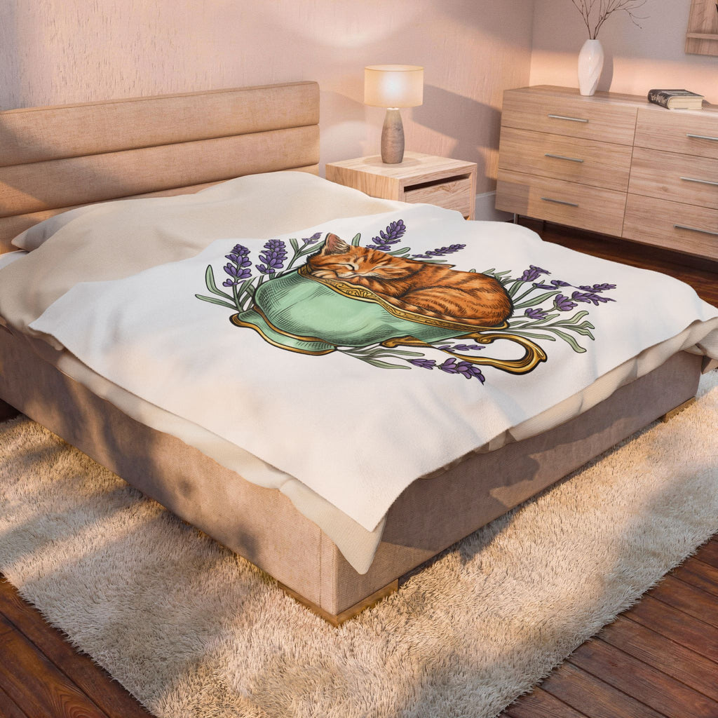 Kitten Cup Blanket Cat Garden Gift Women Line Art Blanket Cat Blanket Blanket Cat Fan Feline Graphic Blanket Floral Design Hand Painted Flower Blanket