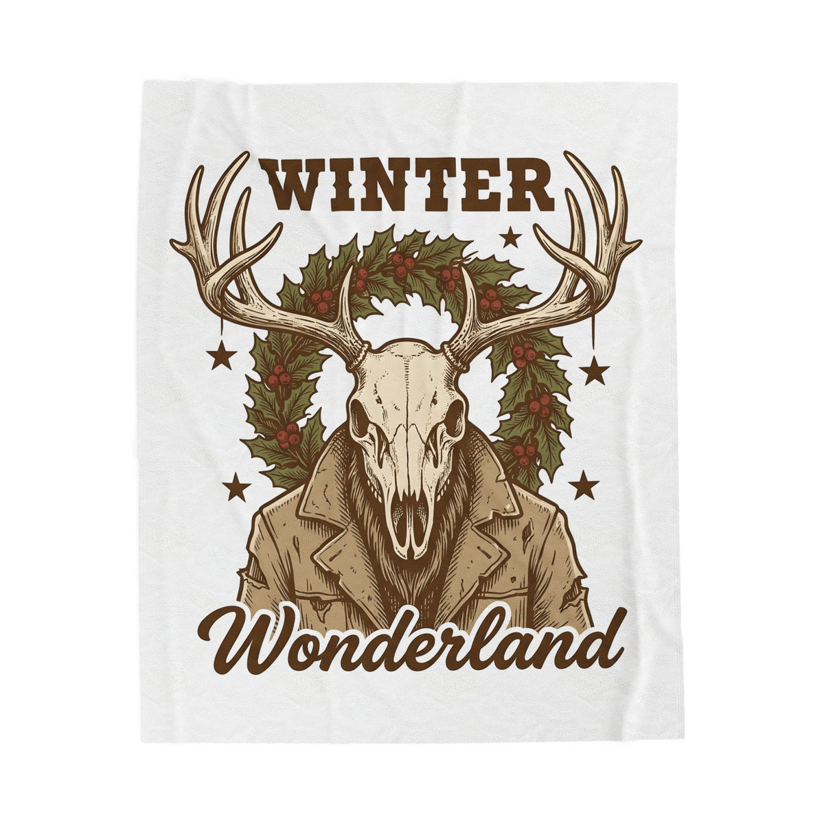 Antler Skull Blanket Christmas Frost Gift Women Throwback Blanket Deer Skull Blanket Xmas Fan Holiday Blanket Frosty Graphic Cartoon Pine Wreath