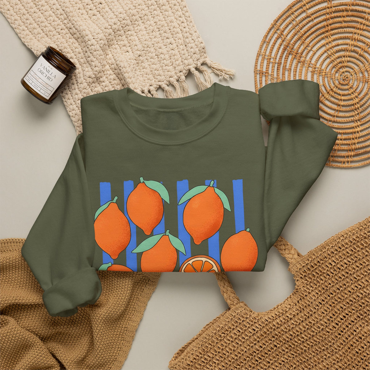 Lemon Fruit Sweatshirt Drinks Vacation Gift Women Cartoon Sweatshirt Citrus Sweatshirt Beverage Fan Cocktail Graphic Classic Orange Segment Sweatshirt
