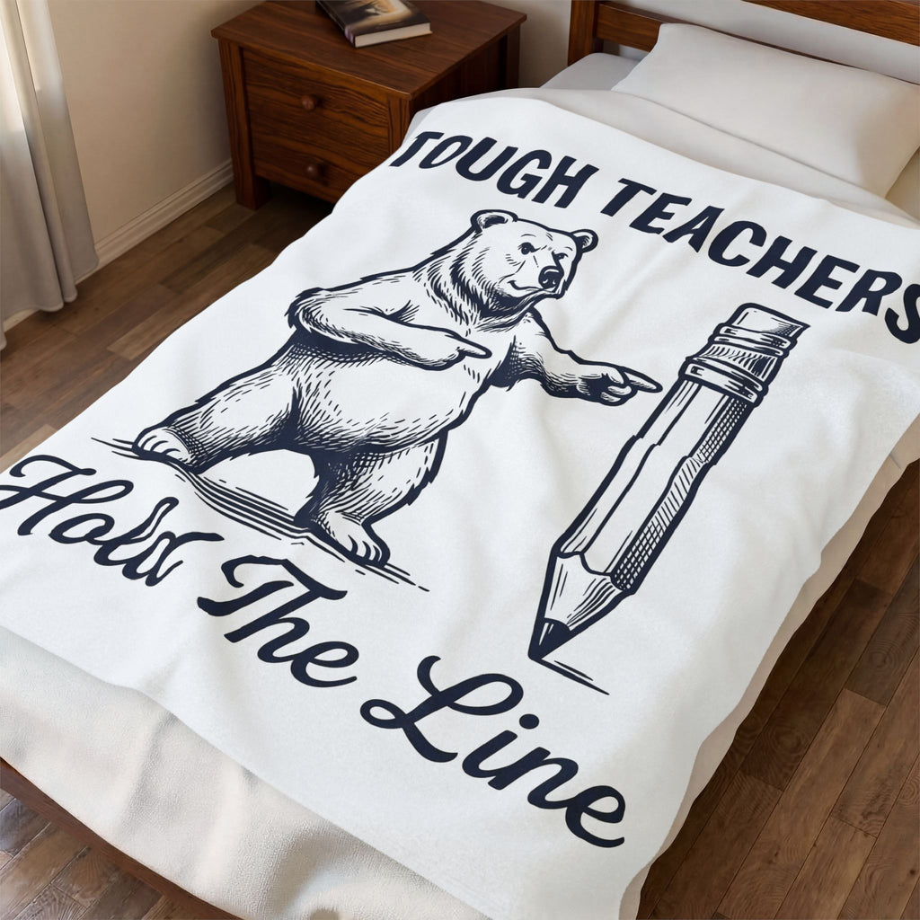 Bear Pen Blanket Teachers Wildlife Gift Women Sketch Blanket Pen Holder Blanket Educator Enthusiast Drawing Illustration Retro Classroom Blanket
