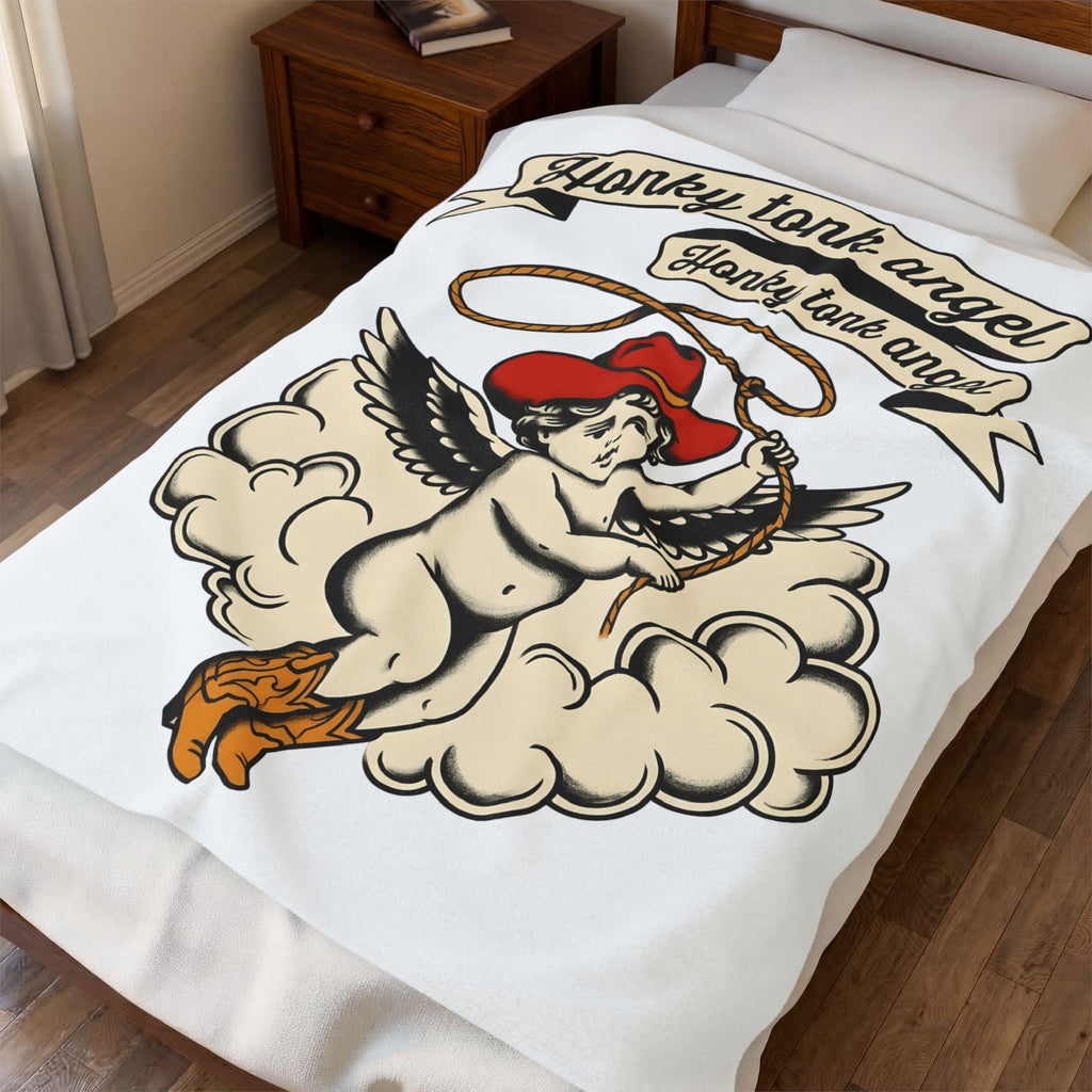 Ranch Angel Blanket Cowgirl Halo Gift Women Sketch Blanket Farm Angel Blanket Rodeo Fan Country Girl Blanket Heavenly Graphic Prairie Fog Blanket