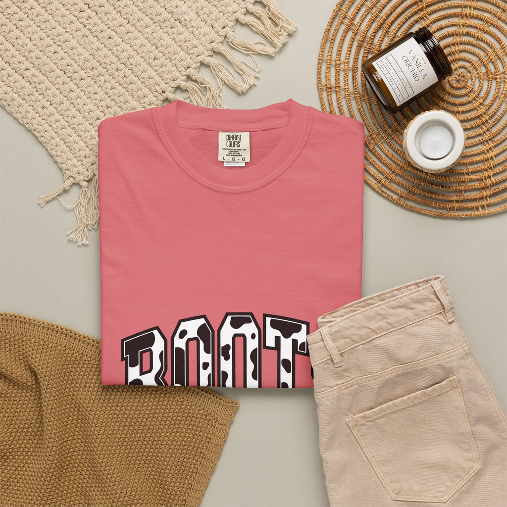 Varsity Cow Print T-Shirt Western Outdoors Gift Women Strong T-Shirt Cowhide T-Shirt Rodeo Fan Country T-Shirt Wilderness Graphic Old School