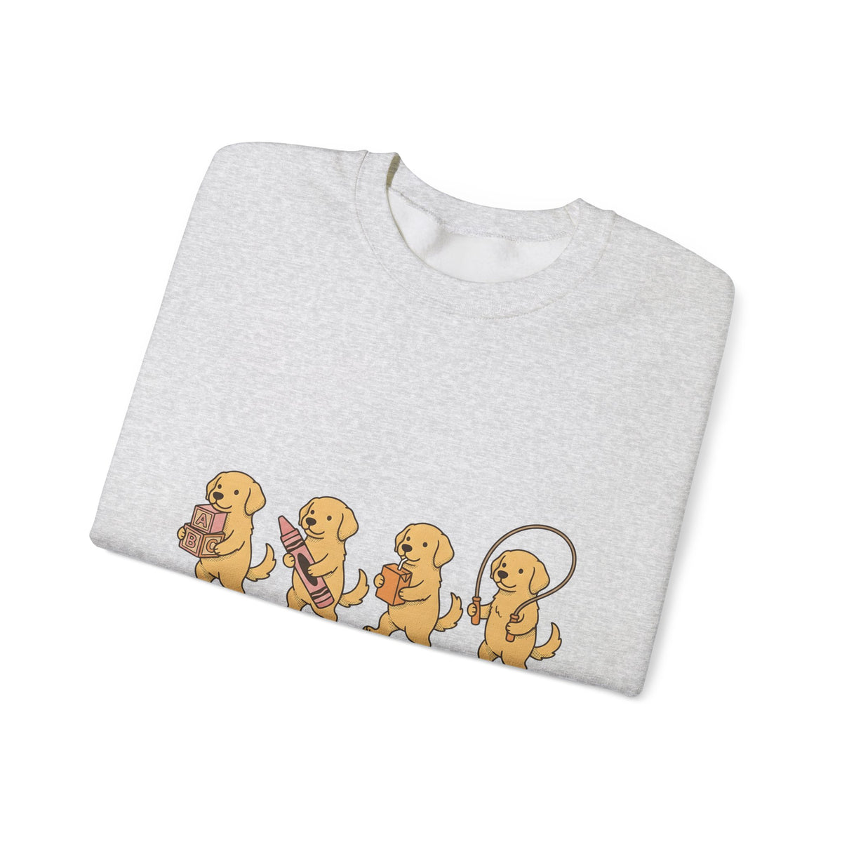 Golden Retriever Pups Sweatshirt Teachers Companion Gift Women Caricature Sweatshirt Puppy Sweatshirt Educator Enthusiast Cartoon Sweatshirt Buddy Graphic