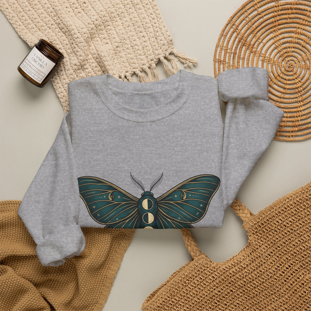 Luna Butterfly Sweatshirt Boho Chic Astrology Gift Women Mystical Sweatshirt Butterfly Sweatshirt Bohemian Enthusiast Magical Sweatshirt Zodiac Graphic Retro