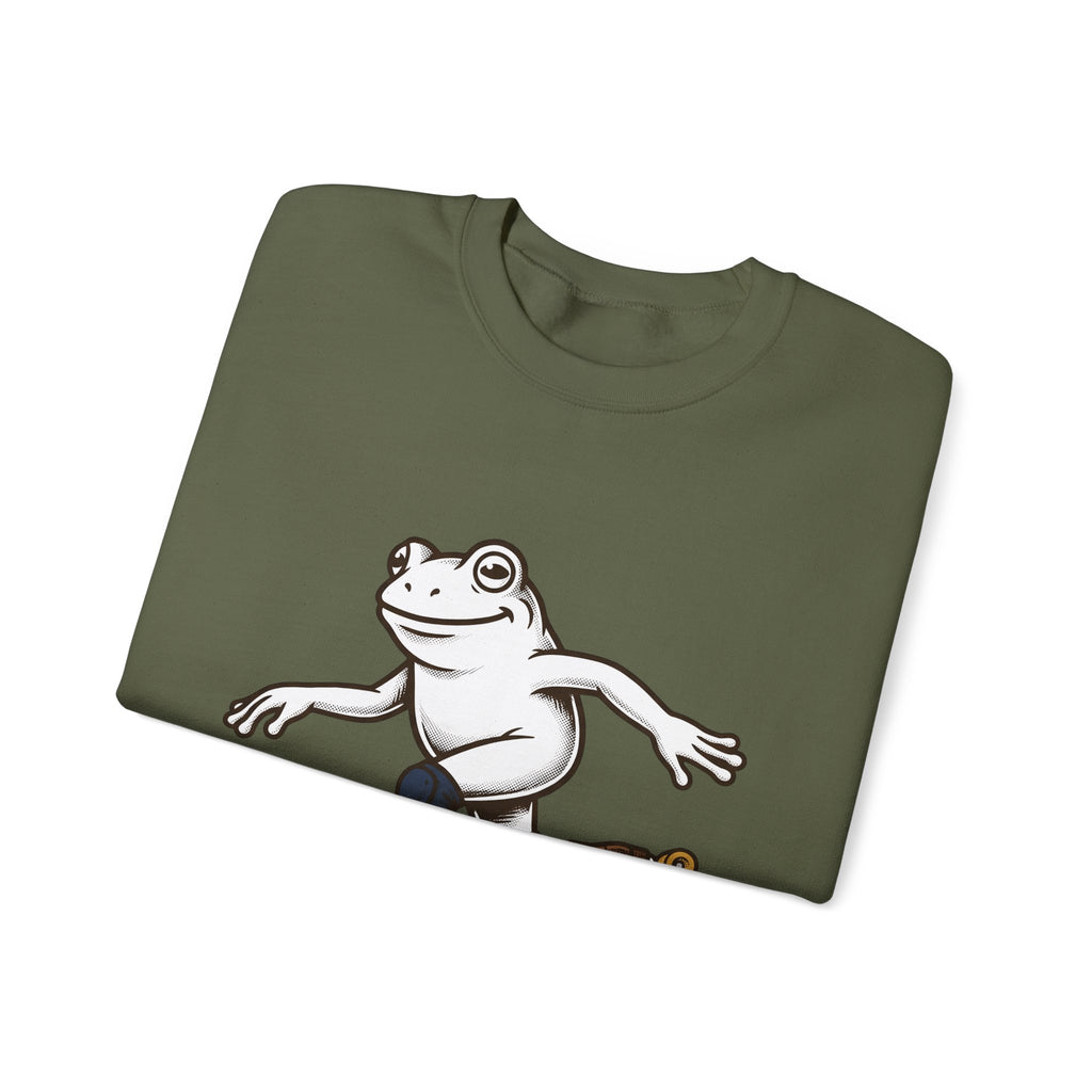 Skating Frog Sweatshirt Sports Wildlife Gift Women Comic Sweatshirt Toad Sweatshirt Athlete Fan Cartoon Sweatshirt Animal Graphic Vintage Pads Sweatshirt