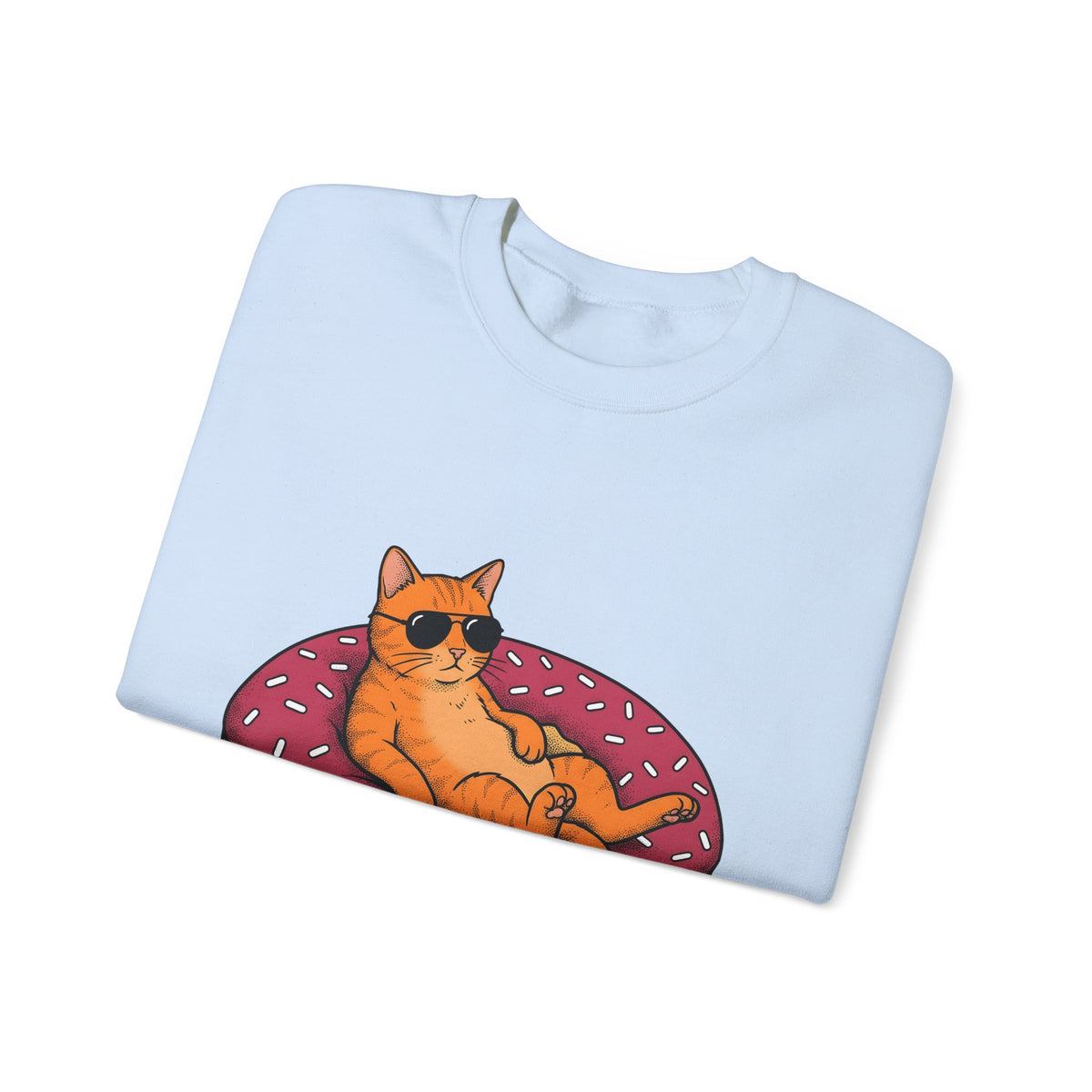 Feline Donut Sweatshirt Cat Cuisine Gift Women Animated Sweatshirt Cat Sweatshirt Cat Fan Kitty Sweatshirt Food Graphic Classic Glasses Sweatshirt
