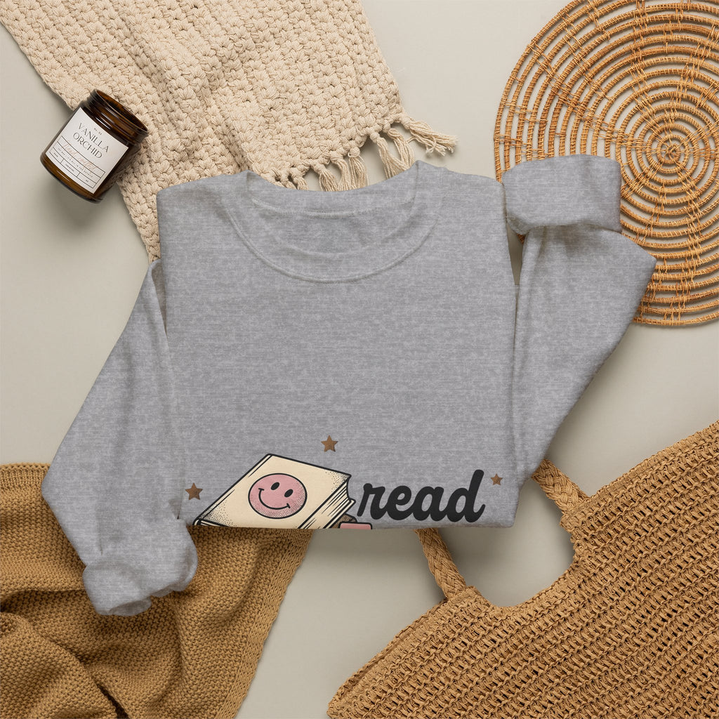 Stacked Books Teachers Reading Gift Cartoon Book Pile Educator Enthusiast Comic Literacy Retro Sweatshirt
