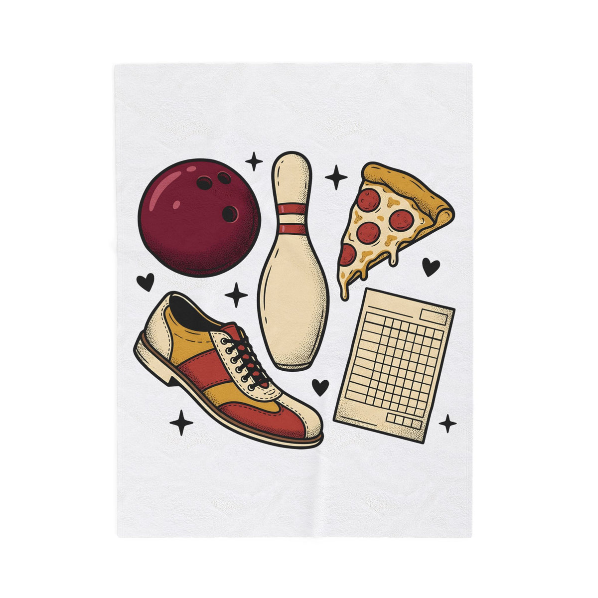 Bowling Ball Pins Blanket Bowling Cuisine Gift Women Classic Blanket Bowling Pins Blanket Bowler Fan Vintage Blanket Food Graphic Old School