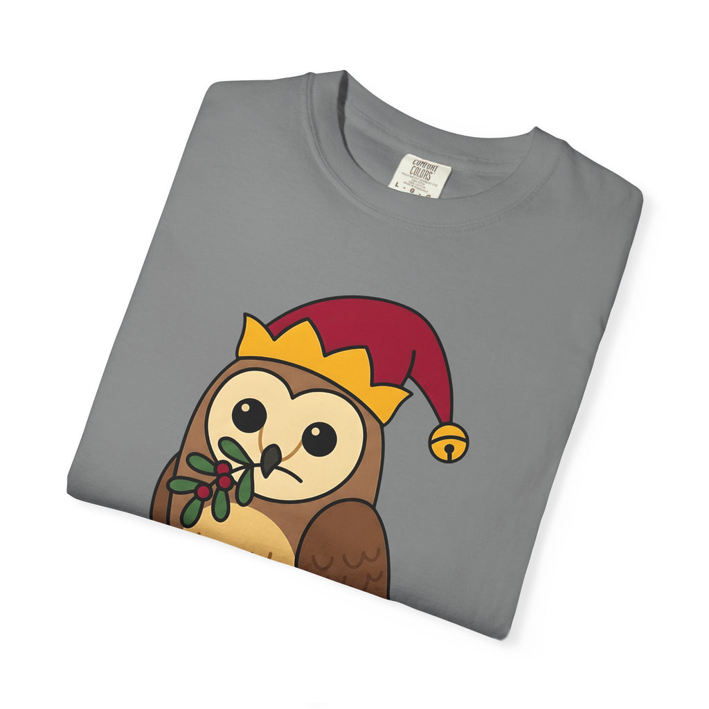 Owl Print T-Shirt Christmas Fauna Gift Women Playful T-Shirt Owl T-Shirt Christmas Fan Hoot Graphic Wildlife Illustration Fun Pine T-Shirt