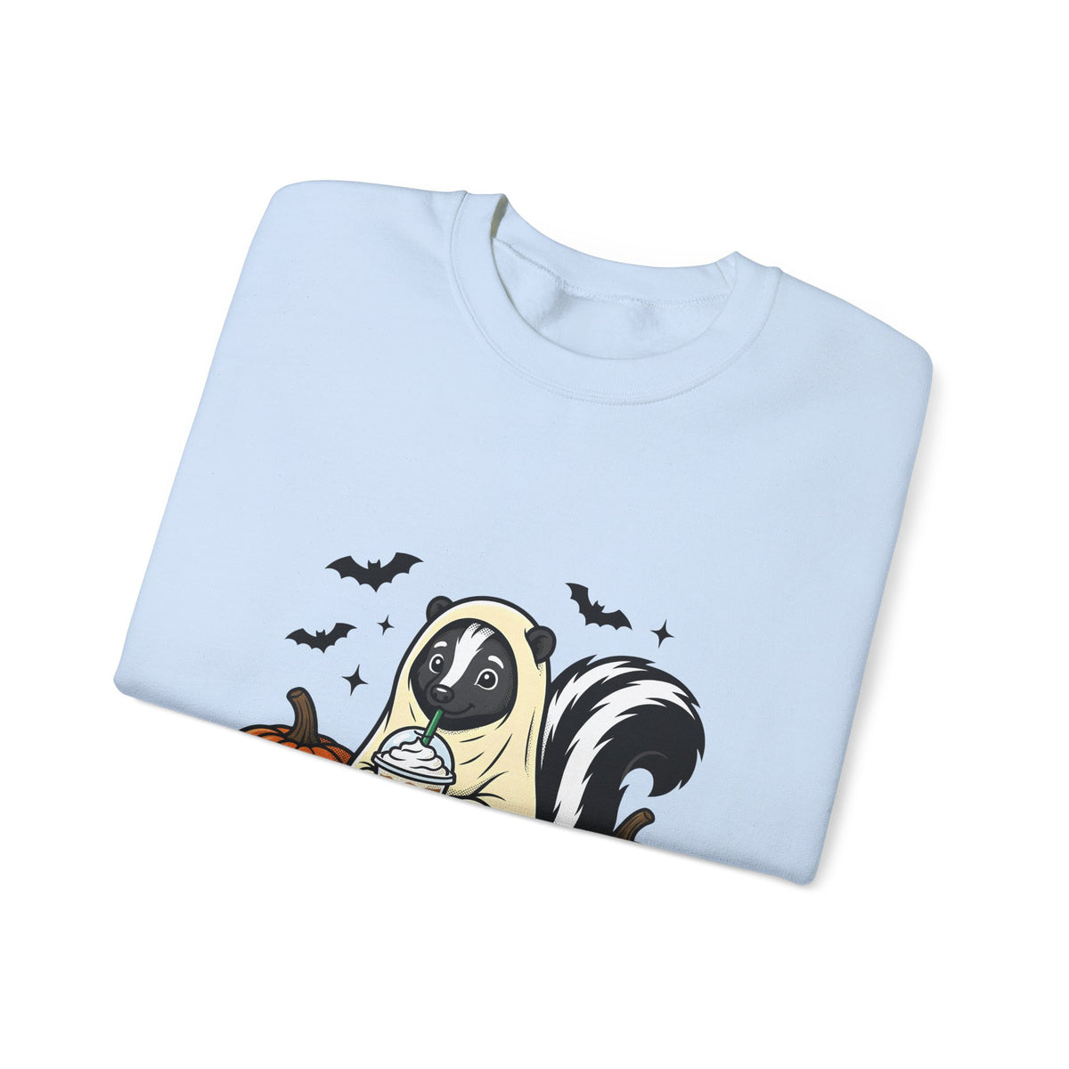 Skunk Ghost Sweatshirt Halloween Animal Gift Women Cartoon Sweatshirt Specter Sweatshirt Horror Fan Spooky Sweatshirt Creature Graphic Vintage Pumpkin Sweatshirt
