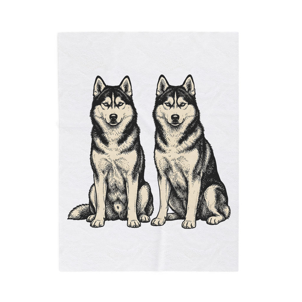Siberian Huskies Blanket Dog Wildlife Gift Women Doodle Blanket Husky Blanket Dog Fan Doggy Blanket Wildlife Graphic Classic Couple Blanket