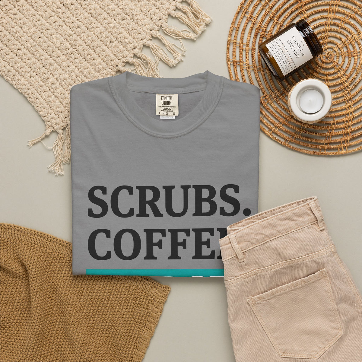 Coffee Cup T-Shirt Nurse Humor Gift Women Modern T-Shirt T-Shirt T-Shirt Rn Fan Contemporary T-Shirt Funny Graphic Minimalist Teal Highlight T-Shirt