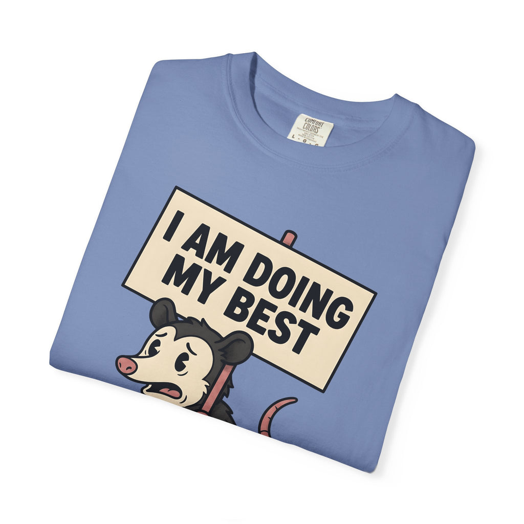 Possum Drawing T-Shirt Funny Creatures Gift Women Animated T-Shirt Opossum T-Shirt Humor Fan Cartoon T-Shirt Animal Graphic Doodle Demonstration