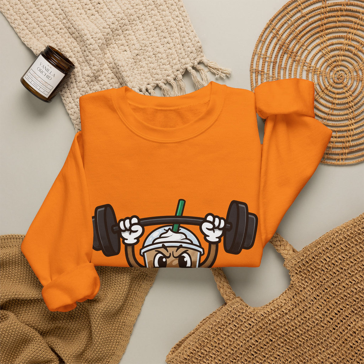 Latte Cup Icon Sweatshirt Coffee Exercise Gift Women Caricature Sweatshirt Coffee Sweatshirt Sweatshirt Coffee Fan Fitness Graphic Sweatshirt Pop Art Gym Weight