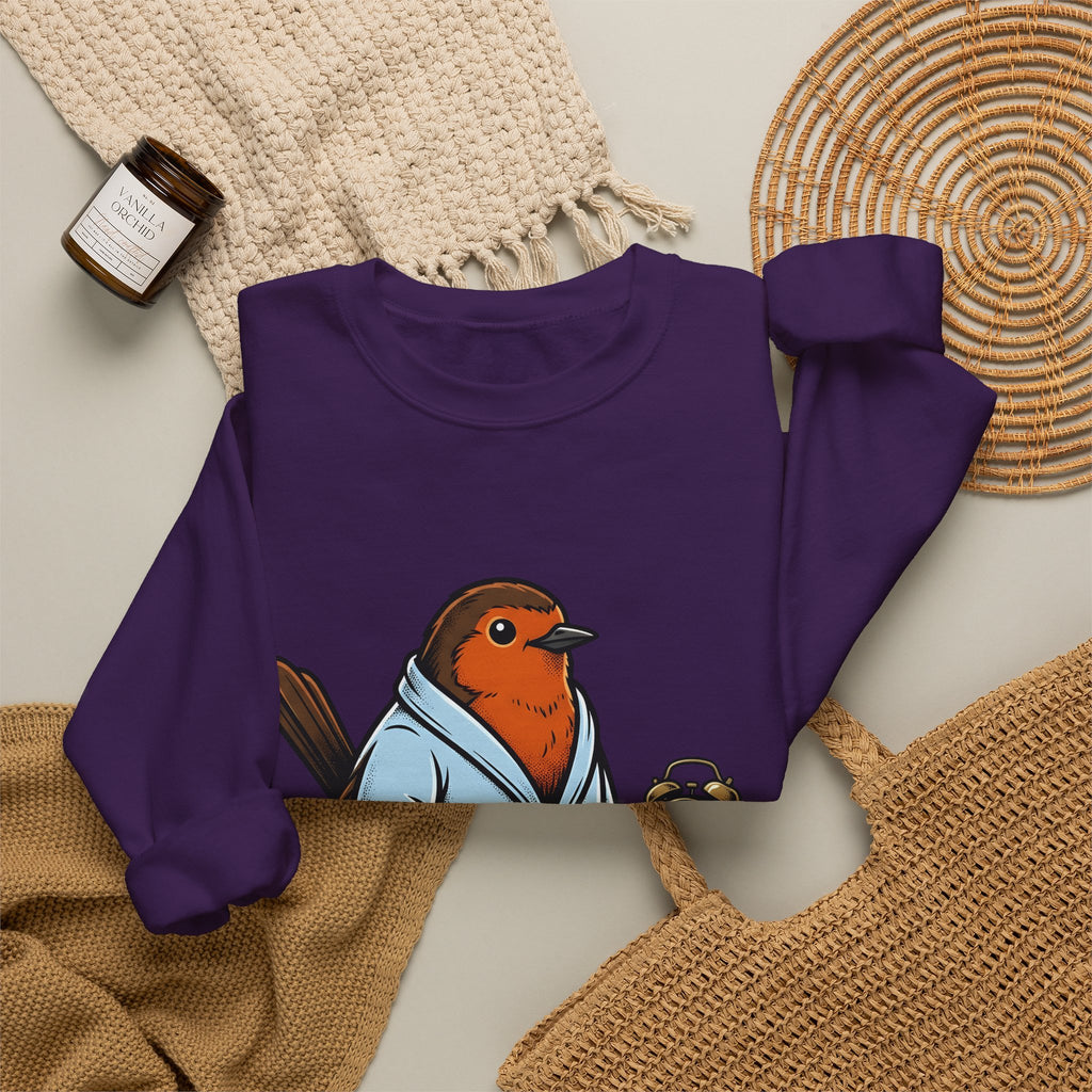 Avian Robe Sweatshirt Funny Creature Gift Women Animated Sweatshirt Bird Sweatshirt Humor Fan Cartoon Sweatshirt Beast Graphic Old School Alarm Sweatshirt