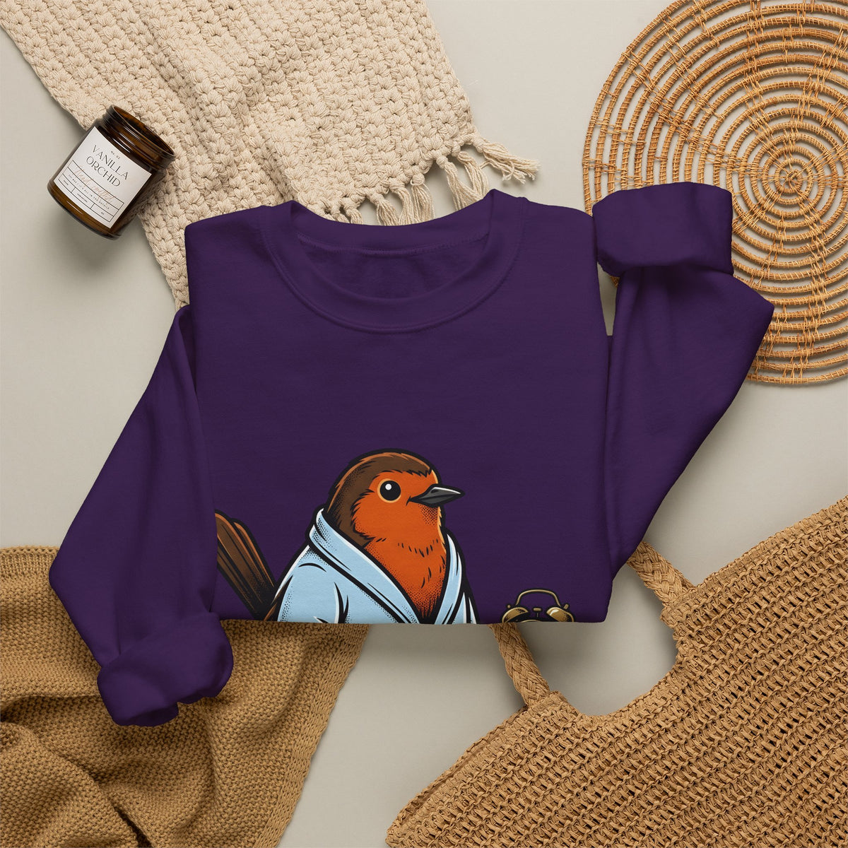 Avian Robe Sweatshirt Funny Creature Gift Women Animated Sweatshirt Bird Sweatshirt Humor Fan Cartoon Sweatshirt Beast Graphic Old School Alarm Sweatshirt