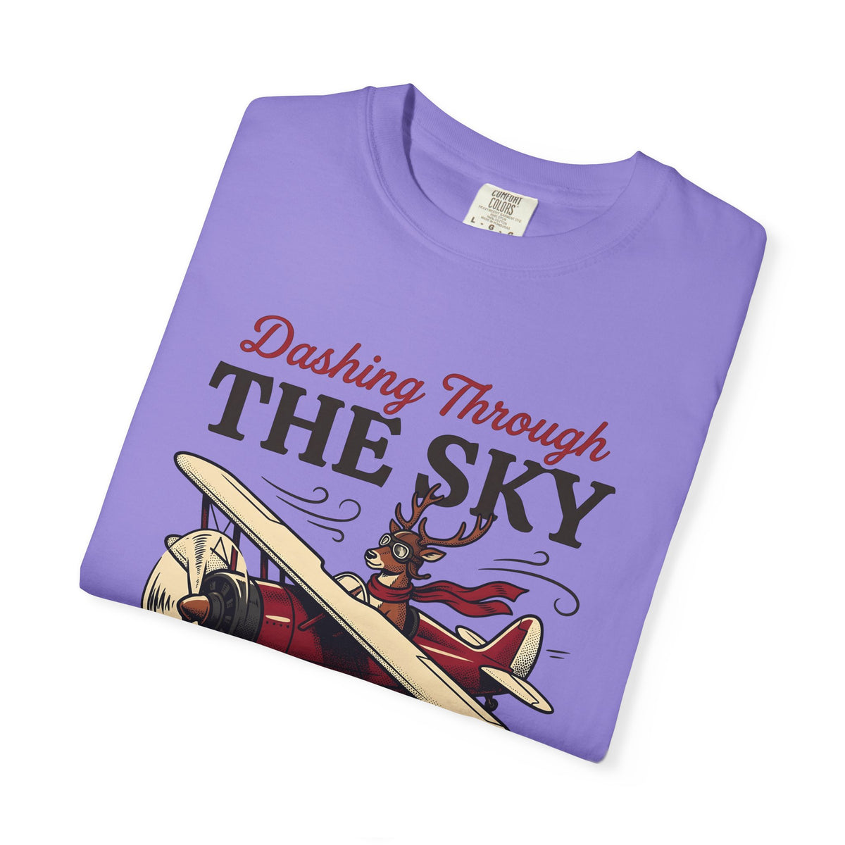 Deer Airplane T-Shirt Christmas Celebration Gift Women Rustic T-Shirt Fawn T-Shirt Noel Fan Vintage T-Shirt Party Graphic Classic Neckwear T-Shirt