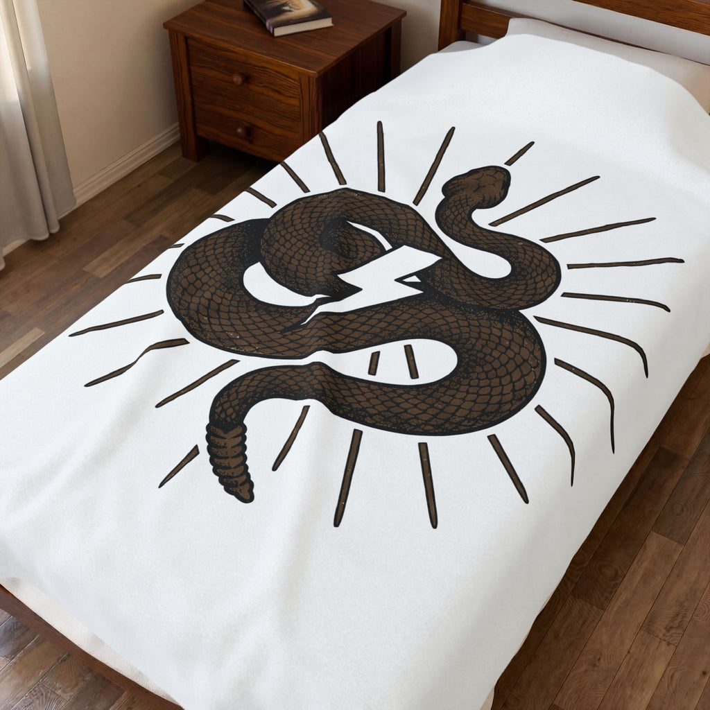 Snake Cowgirl Western Gift Boho Serpent Rodeo Fan Hippie Cowboy Vintage Lightning Bolt Blanket